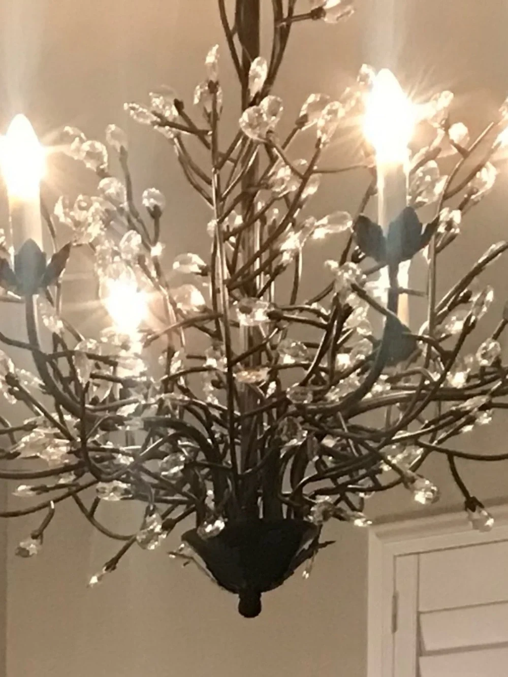 POTTERY BARN Crystal Branch Chandelier - Brown and Clear -
